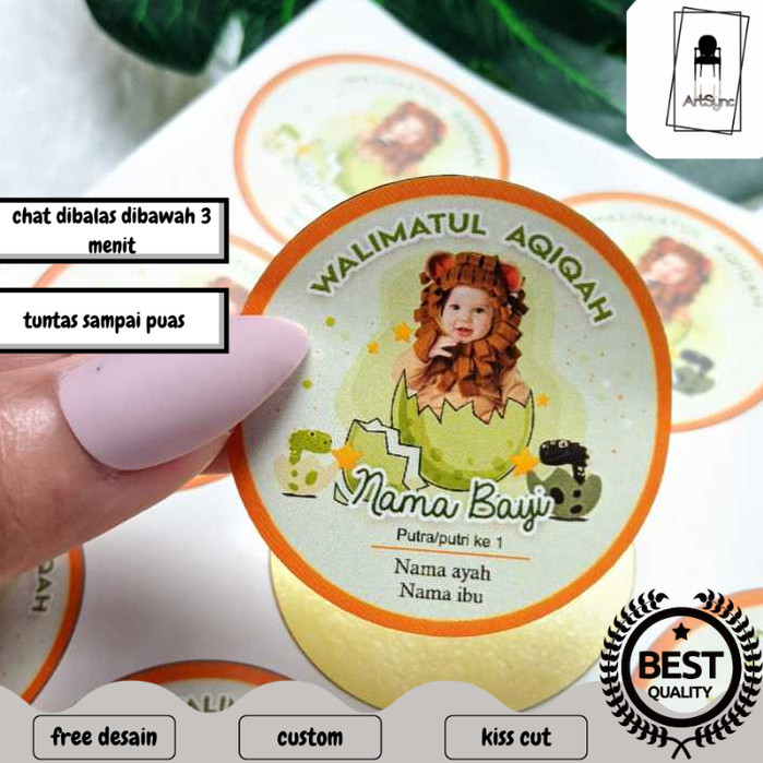 

Syncart Stiker Bulat Label Tasyakuran Aqiqah Bayi Sticker Nama Anak Ucapan Kelahiran Akikah Kecil