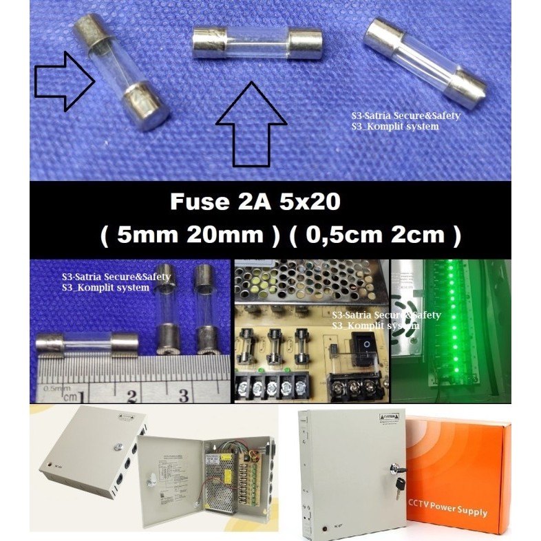 power supply box 12v ini Fuse nya / Fuse 2A / Fuse Kaca / Sekring