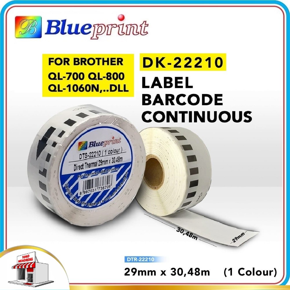 

Blueprint Brother 22210 Label Barcode Continuous Stiker Roll 29 x 30,48m