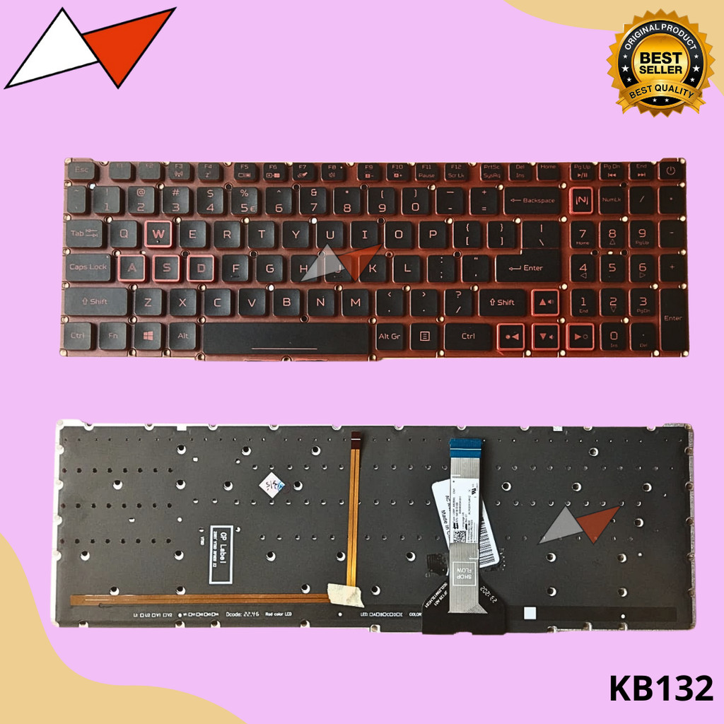 Keyboard Laptop Acer Nitro 5 AN515-57 AN515-45 AN515-56 Backlight - Red