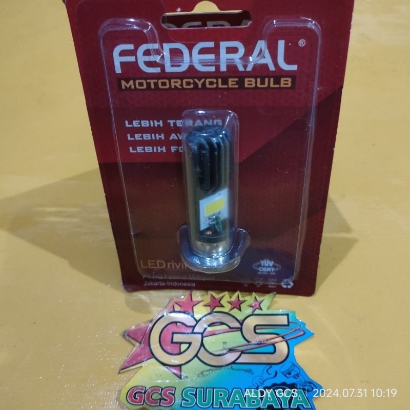 bohlam LED riving T19 warna  putih+putih  lebih terang,lebih awet & lebih fokus FEDERAL HIGH QUALITY