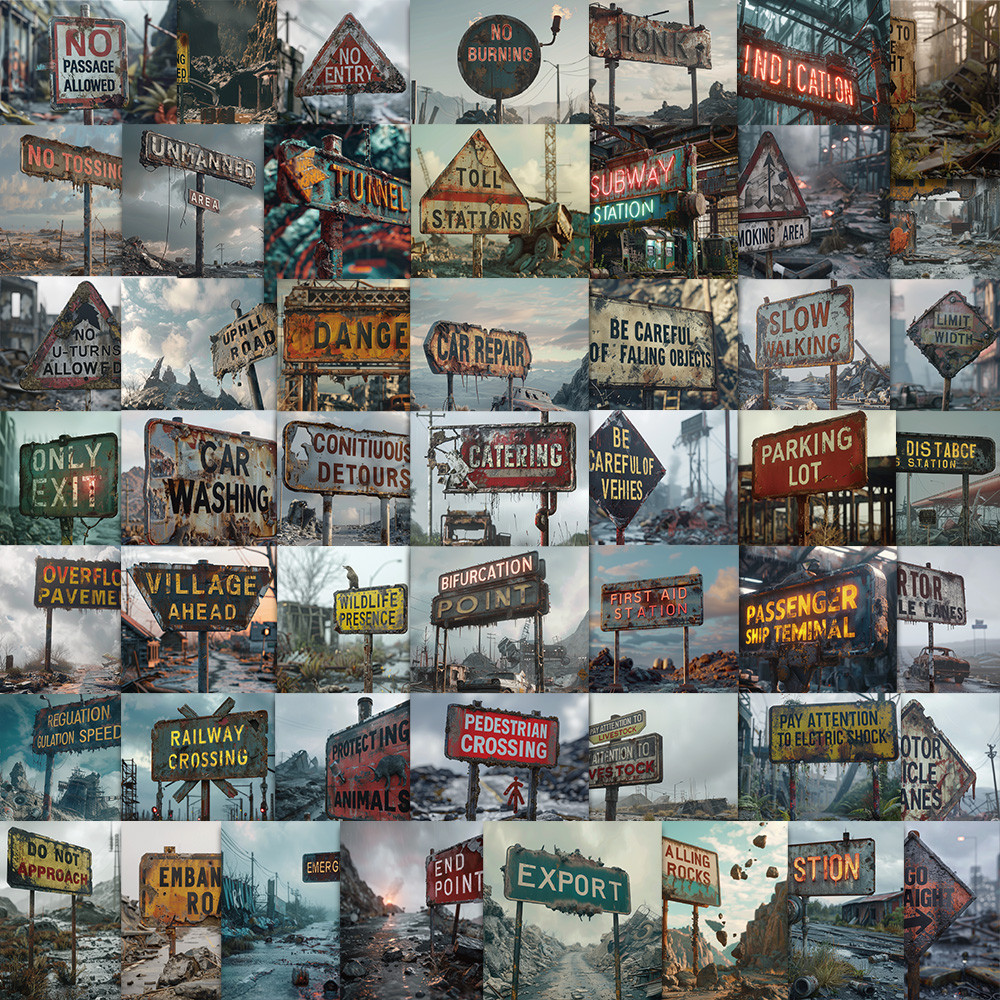 

50PCS Apocalyptic Signs Stickers Minimalist Canvas Books Graffiti Room Space PVC Creative Cafe Skateboard Fun Phone Sticker ﻿