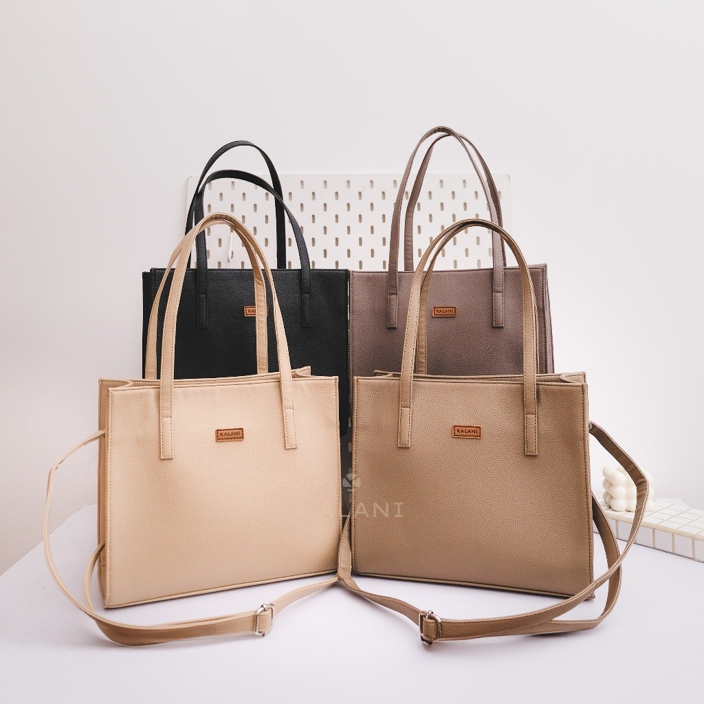 [STOK TERBATAS] Kalani Bags Ellen Tote Bag Series PU Leather Tekstur Kulit Jeruk