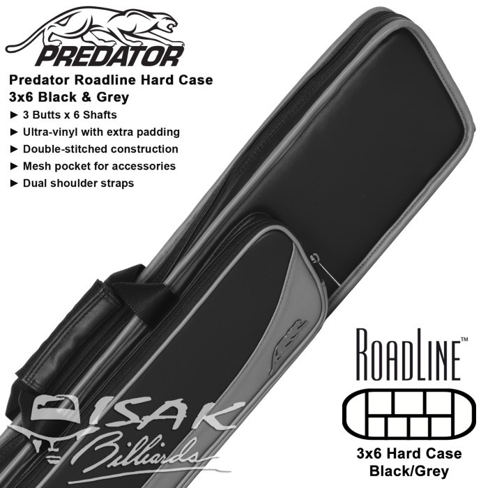 Predator Roadline 3x6 Soft Cue Case | Black & Grey Tas Stick Billiard