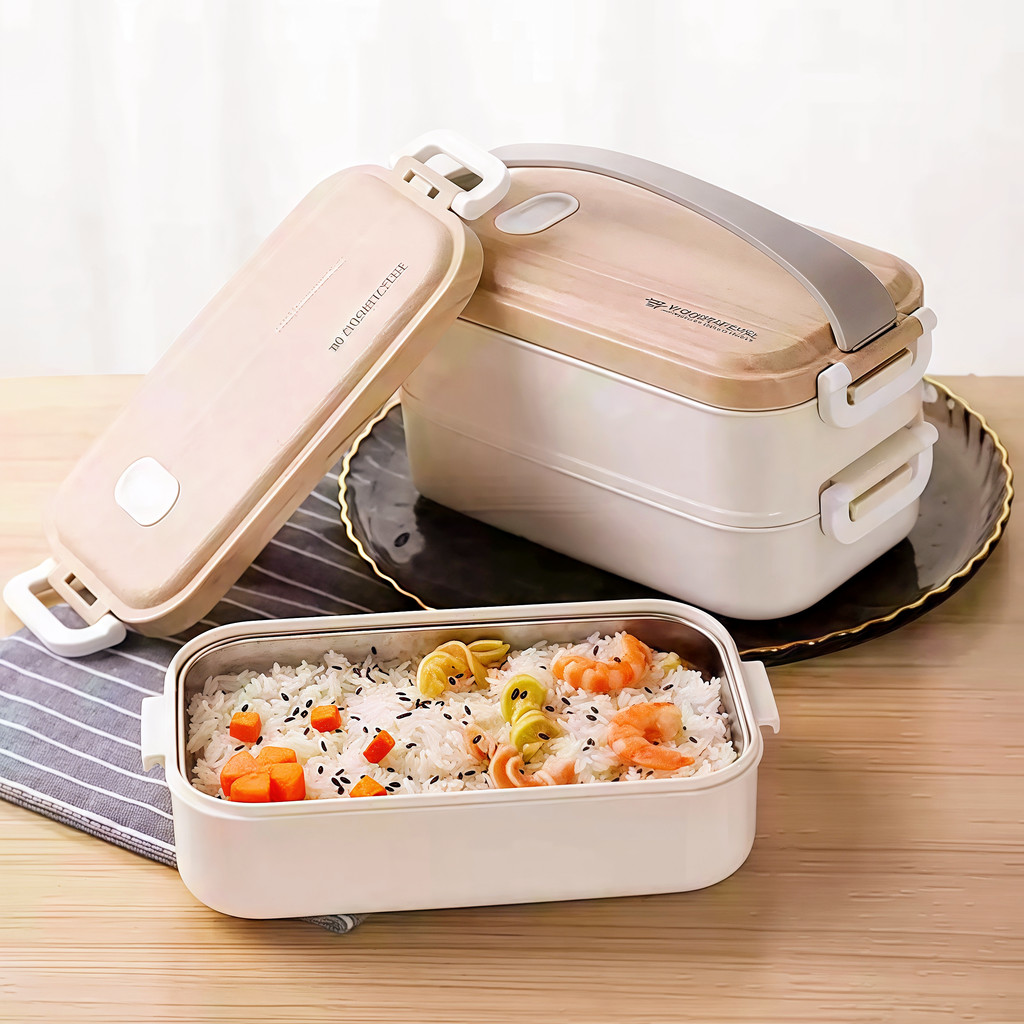 CARAT Bento Lunchbox Stackable Stainless Steel 304 Model Kayu Jepang Lunch Box/stackable kayu Jepang