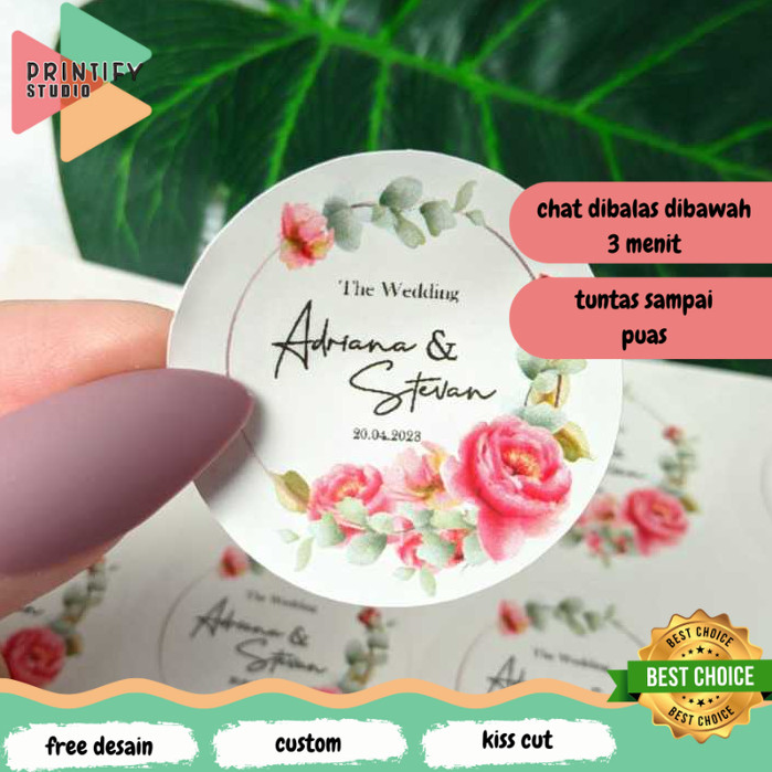 

Printify 2-4 Stiker Wedding Souvenir Sticker Custom Ucapan Nikah Label Murah