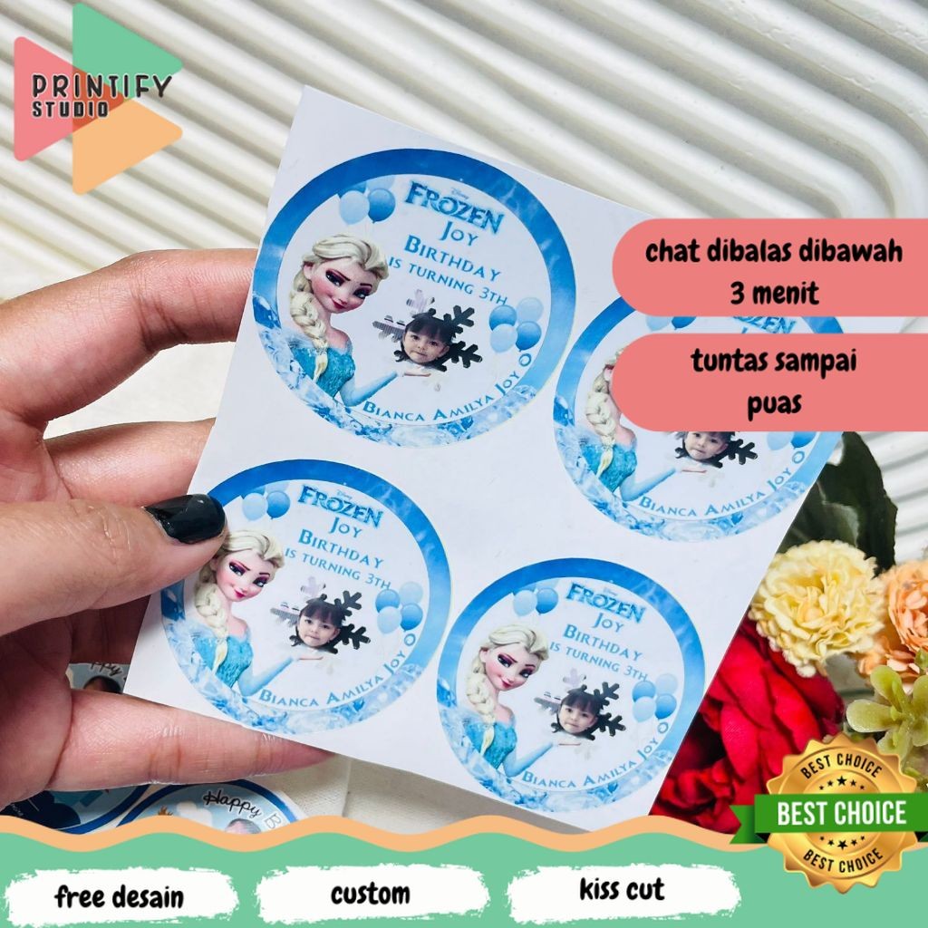 

Printify Sticker Undangan Ulang Tahun Anak Label Stiker Happy Birthday Bahan Vinyl Anti Air