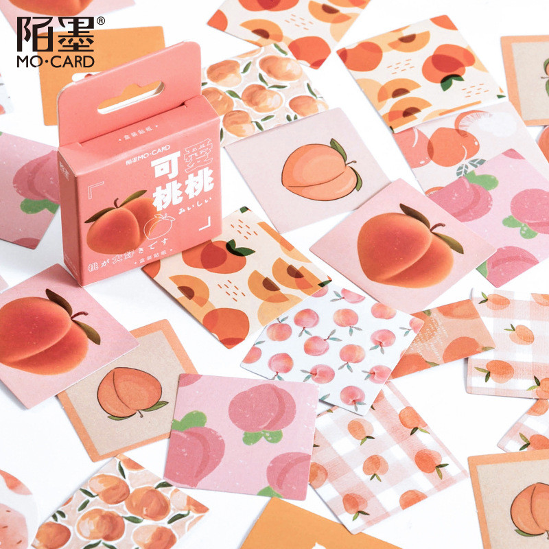 

45Pcs/Box Cute Peach Paper Stickers Kawaii Stickers Decorative Notebook Stationery Stickers Scrapbooking School Office Supplies