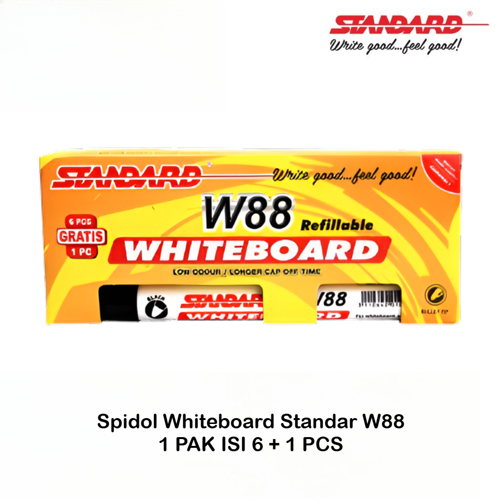

Spidol Whiteboard Standard W88 Hitam (6 + 1 PCS) - Spidol Papan Tulis / Spidol Bisa Dihapus