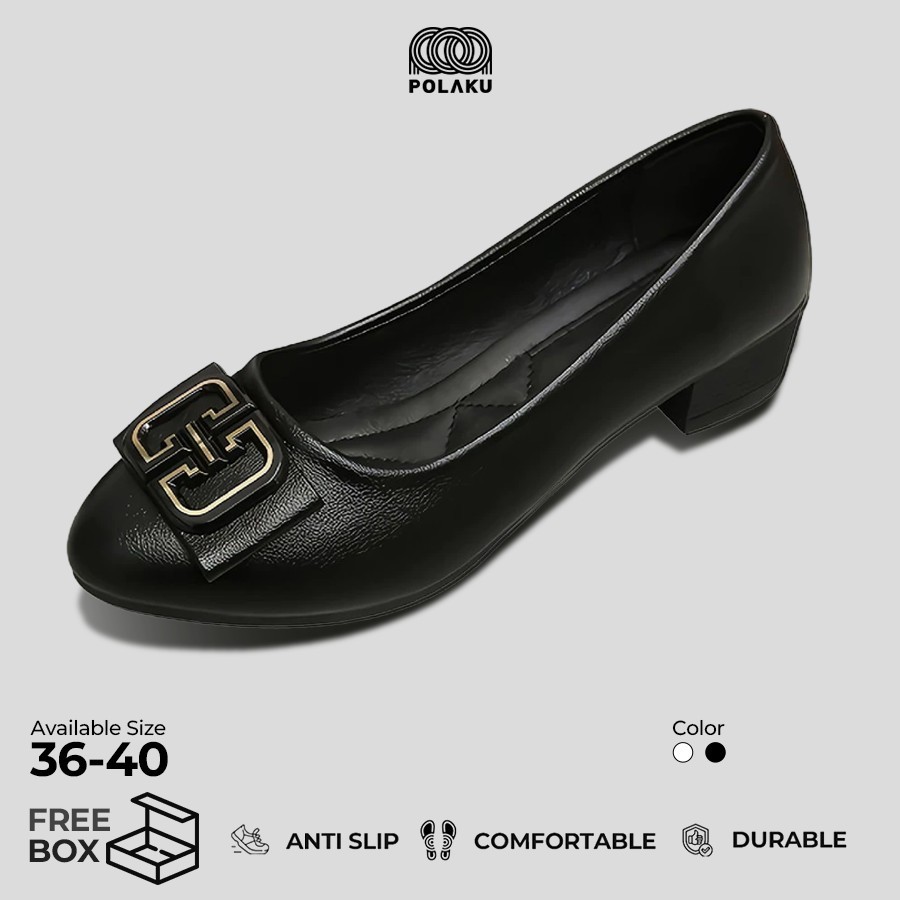 Sepatu Flat Shoes Wanita Hak Sepatu Bahan Jelly Mules Hak Tahu Sepatu Kerja  TG1597