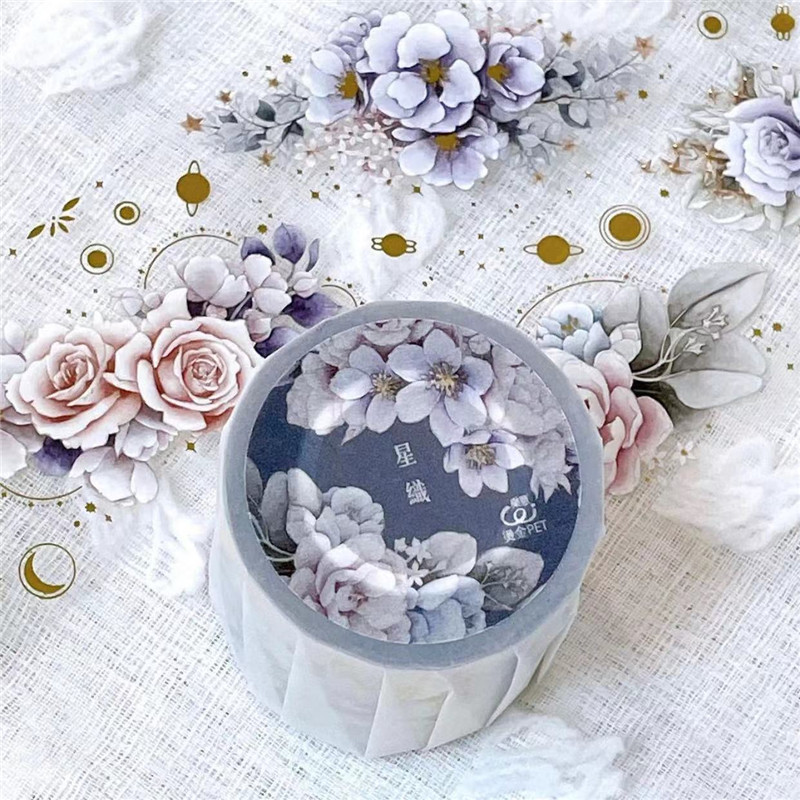 

Vintage Loidesign Stars and Flowers Washi PET Tape Planner DIY Card Making Scrapbooking Plan Decorative Sticker