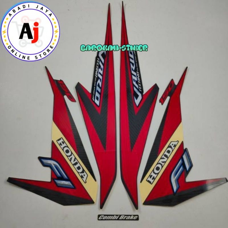 Striping stiker polet motor honda vario 150 techno 2015 2016 idling stop hitam Lis merah combi brake