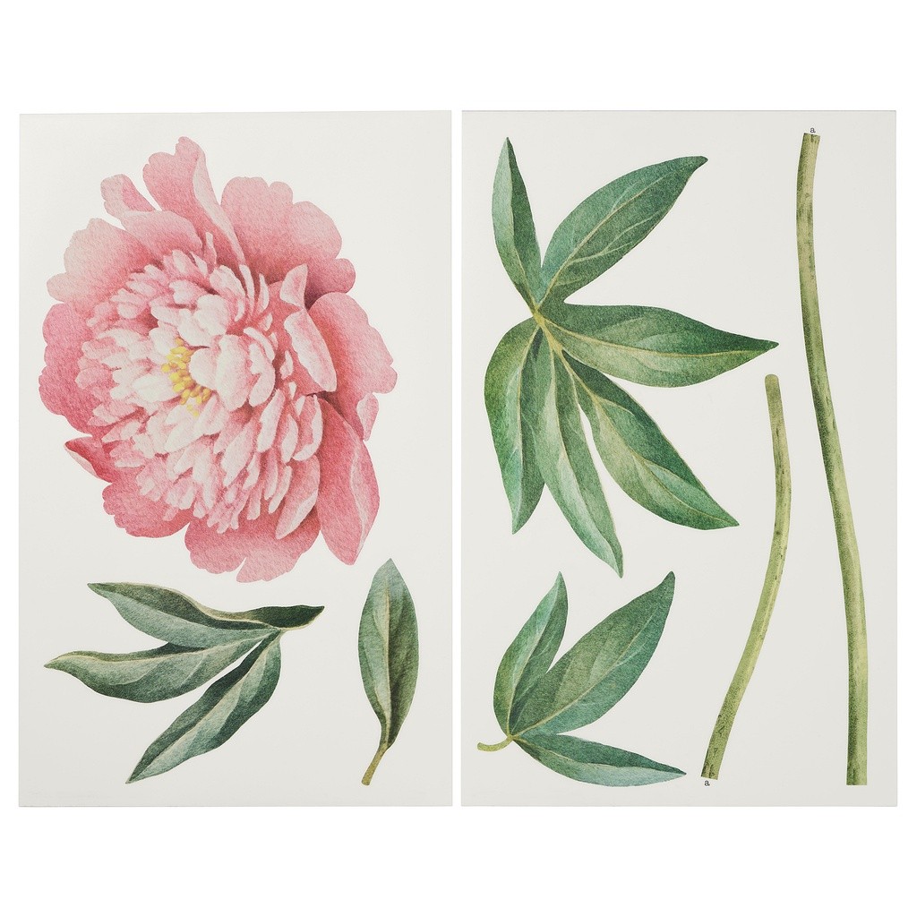 

K1NN4R3D Stiker dekorasi, peony merah muda, 116 cm