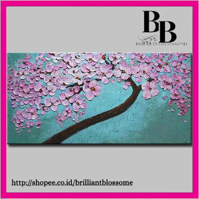 

Mintura Handpainted Abstract Tree Flower Textured Oil Painting Canvas Wall Art for Living Room Decor