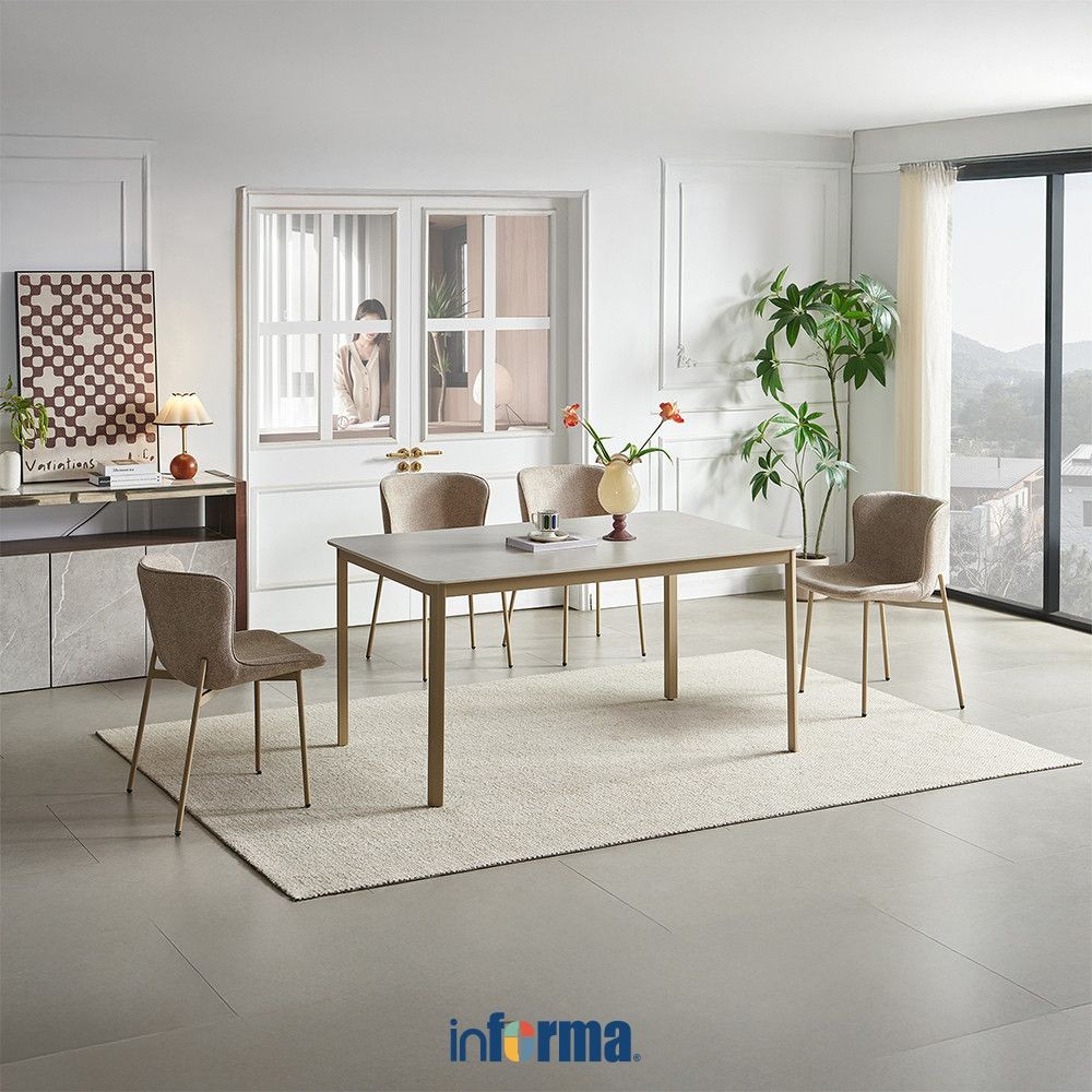 Informa Maula Set Meja Makan 4 Kursi - Krem Beige Ruang Makan Tempat Makan Kursi Makan Meja Makan