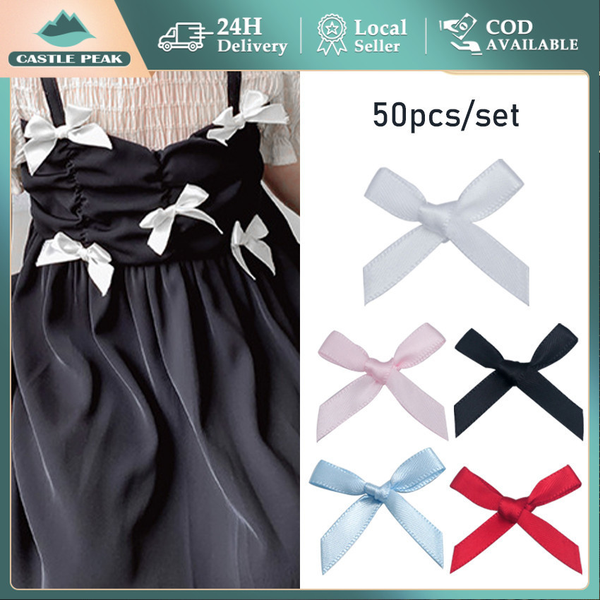 

50Pcs Pita Kecil Mini Satin Bow Aksesoris Tas Baju Hiasan Sepatu Coquette Balletcore Bros Pita Ribbon Accessories