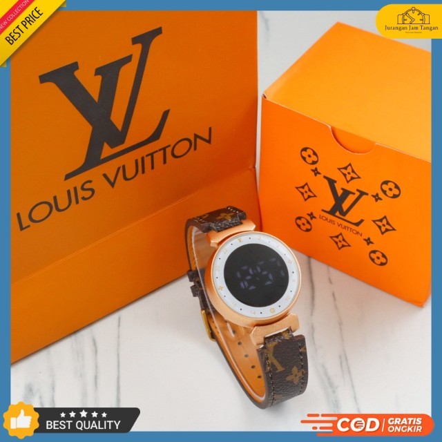 Jam Tangan Wanita Fashion Lv Led Strap Leather Kulit - Bisa Bayar Ditempat - COD - Grosir