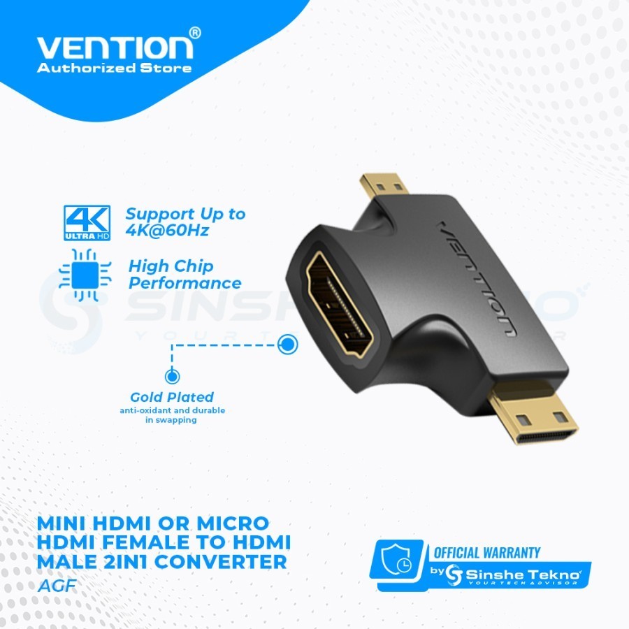 Vention Adapter Converter Mini HDMI / Micro to HDMI to HDMI / Mini Micro 2 in 1 to HDMI