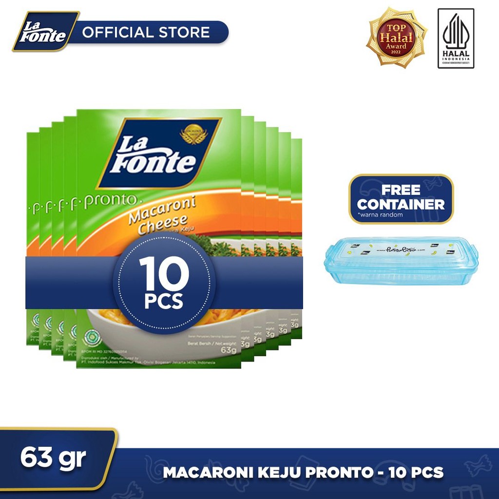

10 Pc - La Fonte Macaroni Keju 63gr Free Container