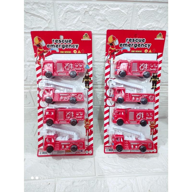 MAINAN ANAK MOBIL PEMADAM KEBAKARAN SET 4 / MOBIL PEMADAM RESCUE EMERGENCY / MOBIL MOBILAN PEMADAM