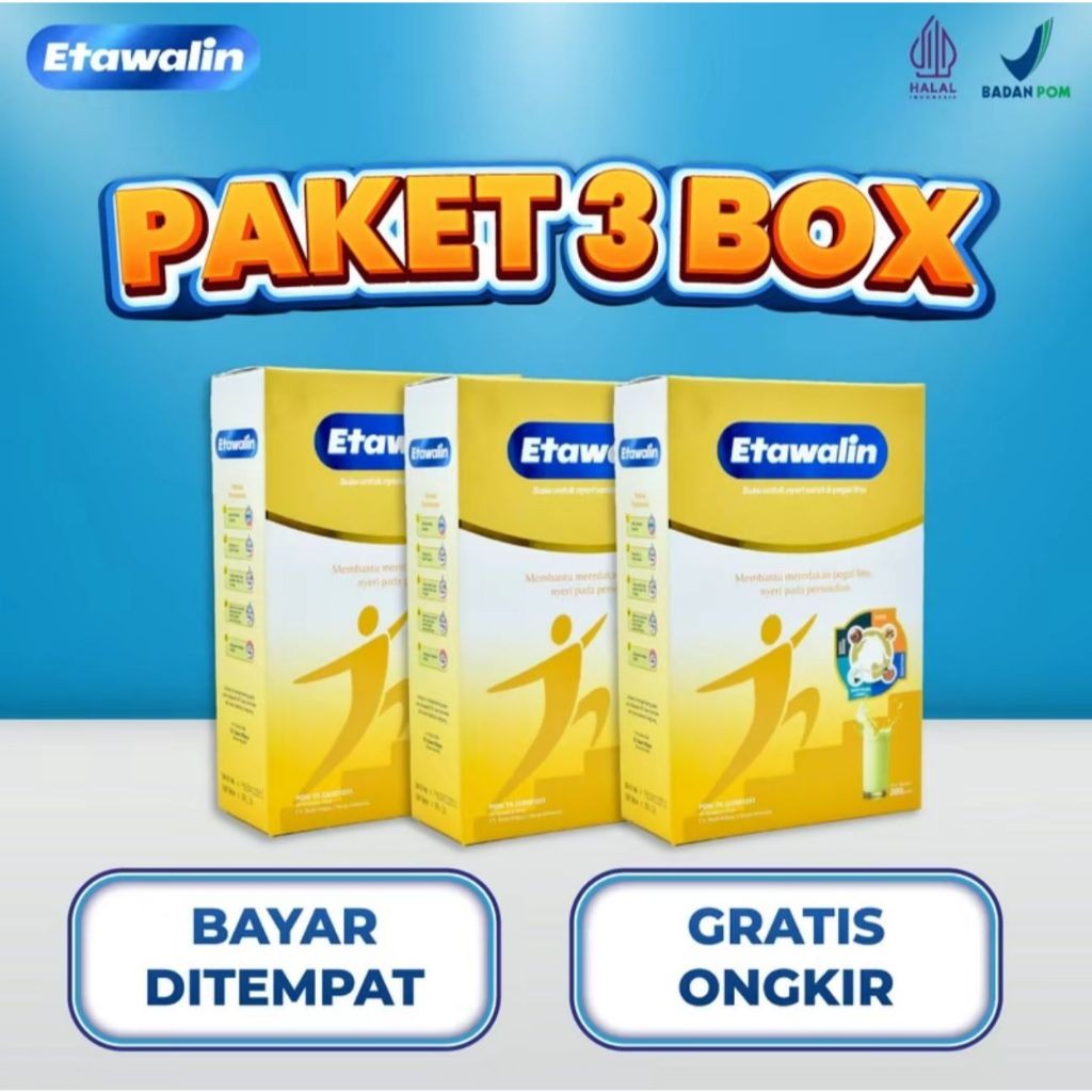 

PAKET 3 BOX SUSU ETAWALIN - Paket Sembuh Susu Sendi Atasi Radang Sendi Nyeri Tulang Cegah Osteoporosis Osteoartritis Pengeroposan Tulang Susu Kambing Etawa Kesehatan Susu Bubuk Murni Original Ettawa 100% Ori Susu Asam Urat Etawalin Platinum