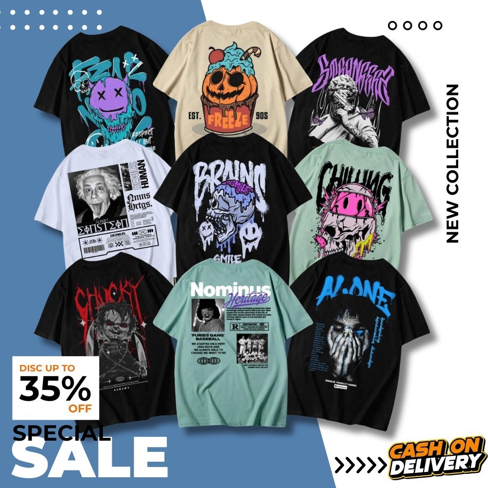 (PROMO SPESIAL) Paket Hemat 5 Pcs 100rb Kaos distro pria 100 5pcs | kaos pria distro bandung | kaos 