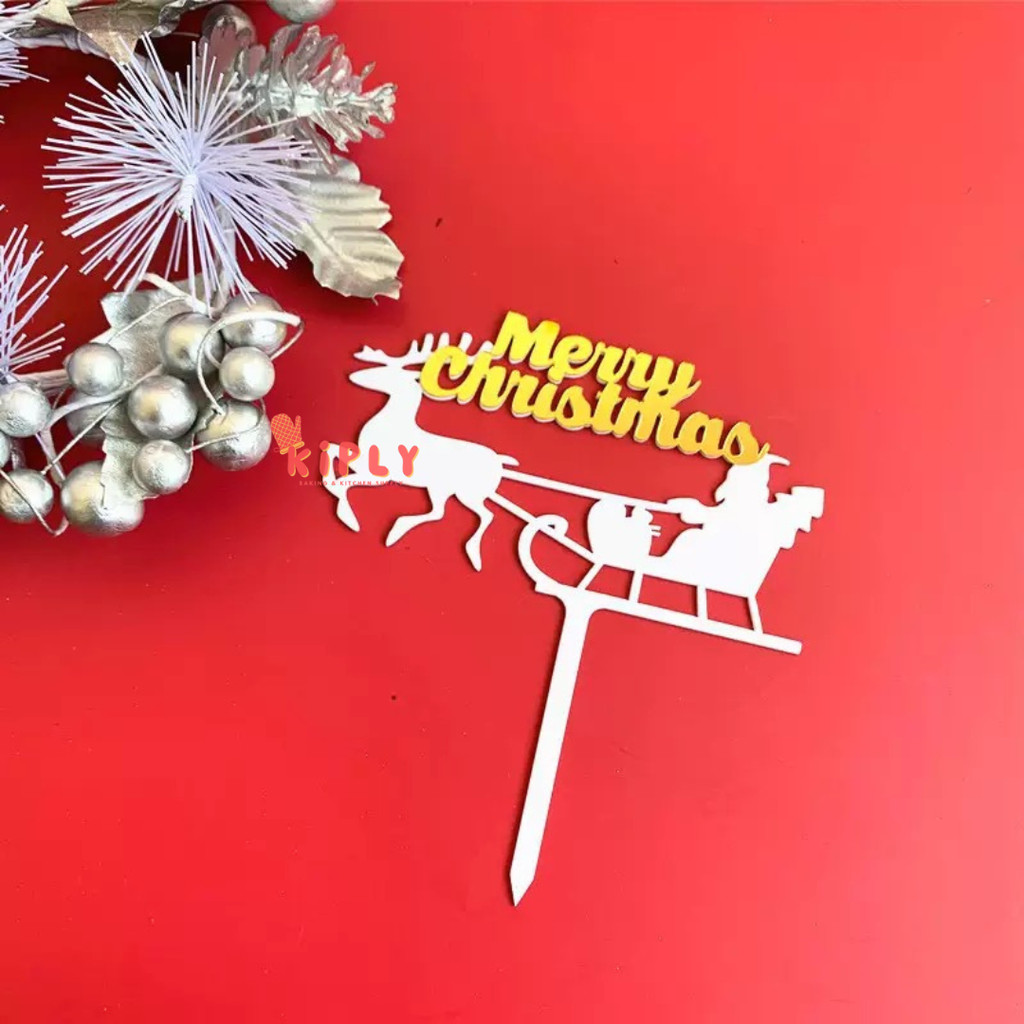 

Cake Topper Natal Santa Rusa & Tulisan/Topper Dekorasi Kue Natal/Hiasan Natal