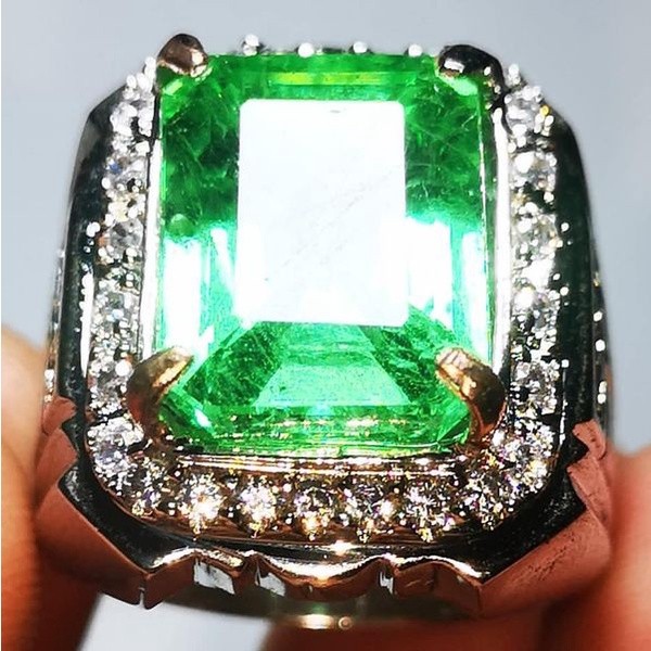 BATU CINCIN EMERALD BERYL ZAMRUD COLOMBIA OCTAGON LUSTER MEMO SGR GEMS LAB