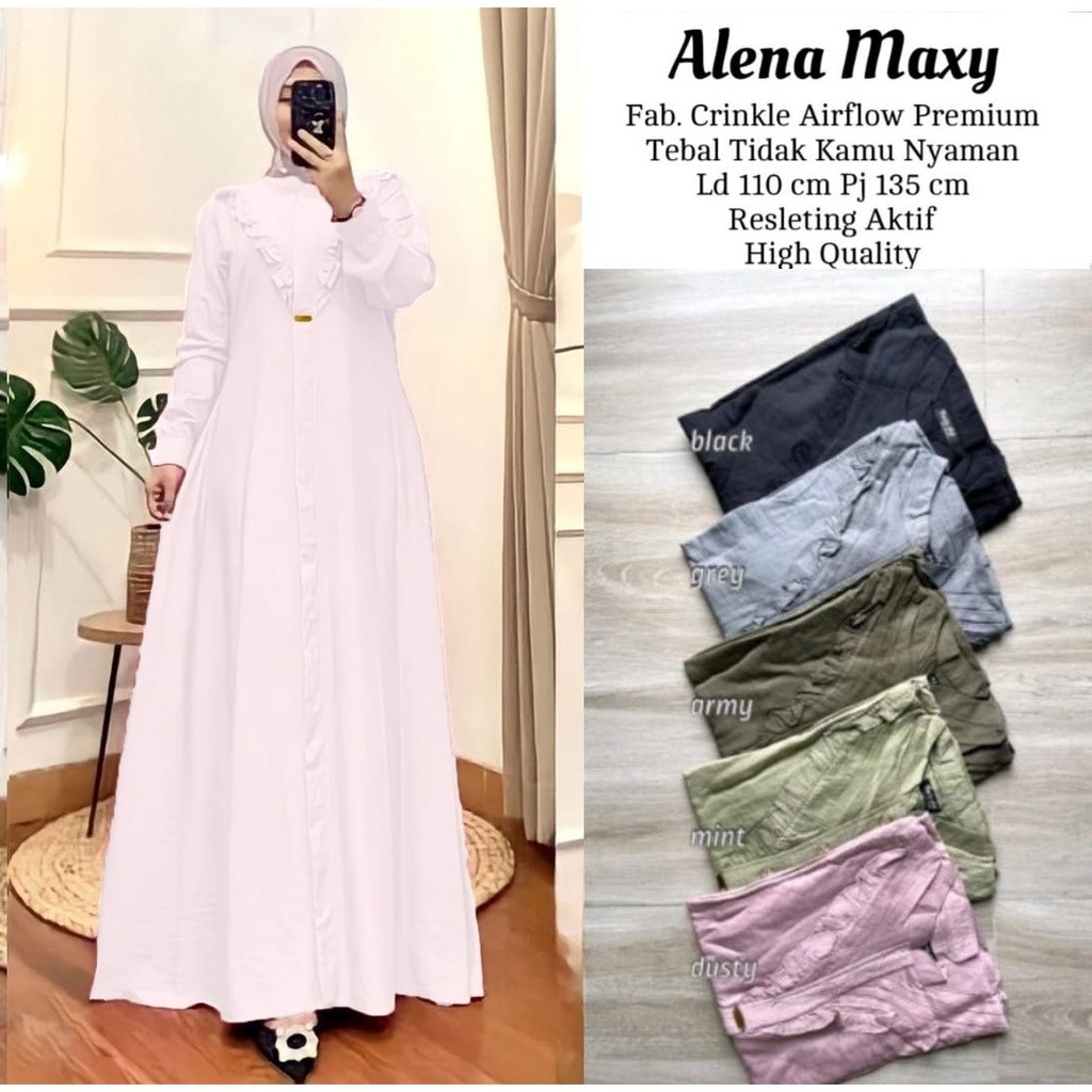 BAJU GAMIS POLOS JUMBO CRINKLE AIRFLOW // GAMIS WANITA BUSUI // PAKAIAN WANITA // ALENA DRESS MAXY
