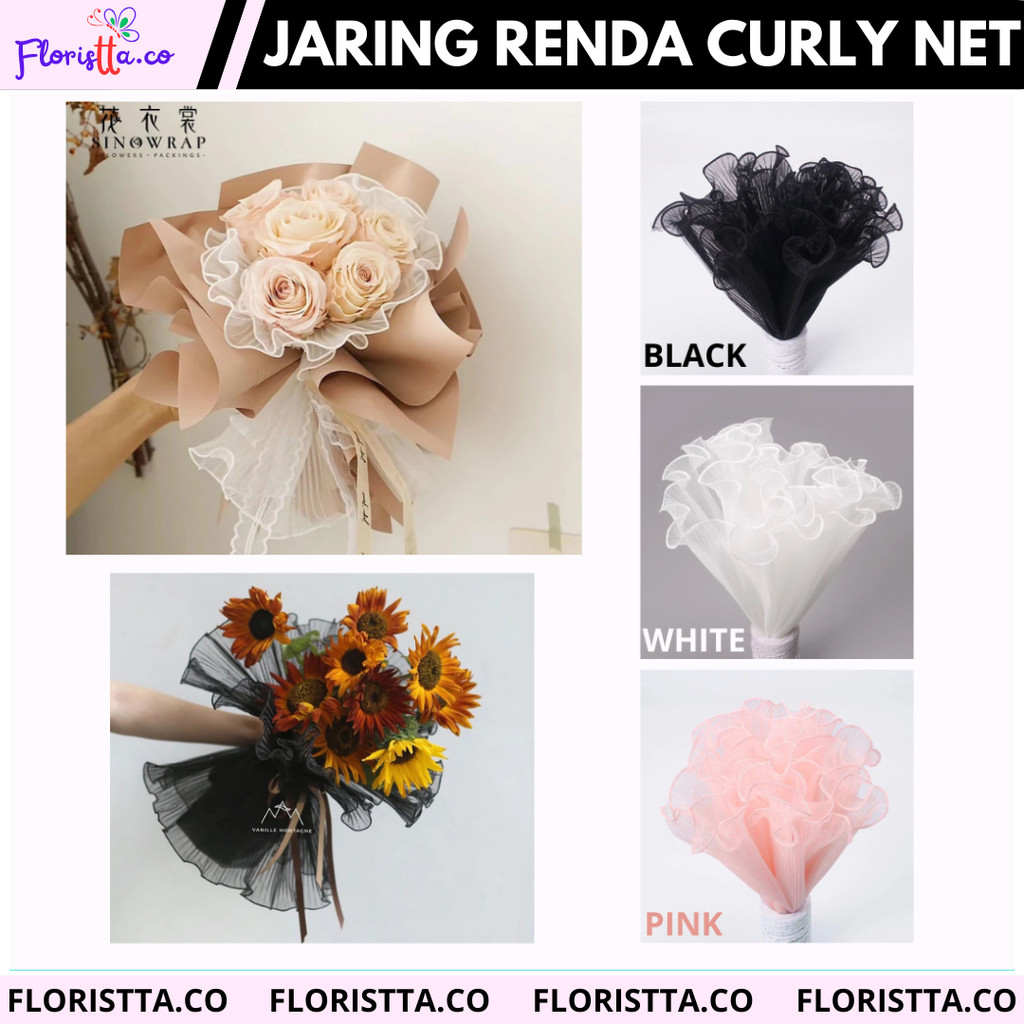 

Flower WrappingJaring/Mesh Curly Nets 28cm x 3,2 meter mesh renda korean