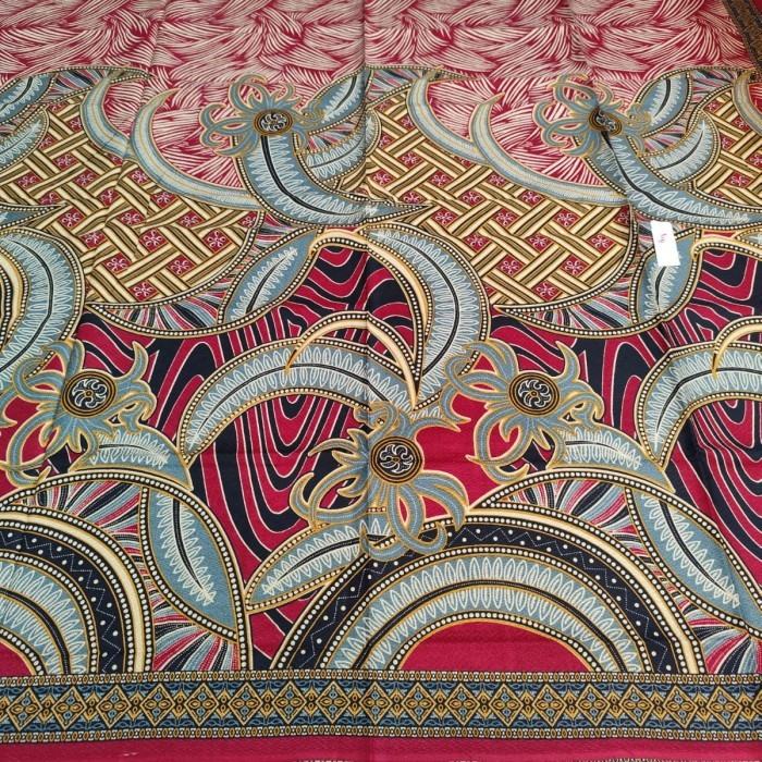 kain batik dobby motif abstrak kontemporer warna merah