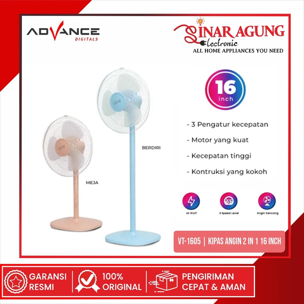 ADVANCE VT-1605 / VT1605 KIPAS ANGIN BERDIRI 16 INCH - 100% ORI