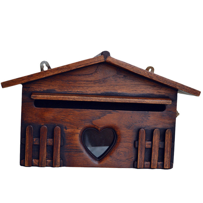 

Retro Wooden Post Box Exquisite Mailbox Outdoor Rainproof Suggestion Box Creative Letter Box for Home Office Supplies