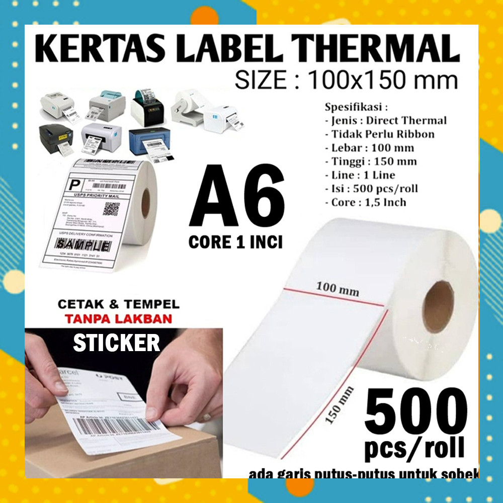 

Label STICKER THERMAL 500 PC 10 x 15 CM A6 Resi Toko Online 4 x 6 Inci AT3744A2