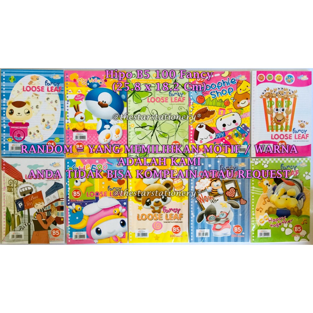 

(1 Pak Isi 100 Lembar) GROSIR Loose Leaf Hipo B5 100 Lembar Fancy / HPO LL Isi Kertas File B5 100