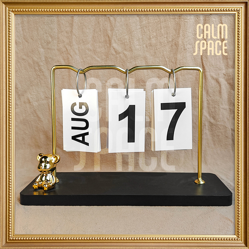 

Dekorasi Kalender Desktop Kalender Duduk Beruang Kreatif Kantor Dekorasi Rumah Kalender Kerajinan Logam