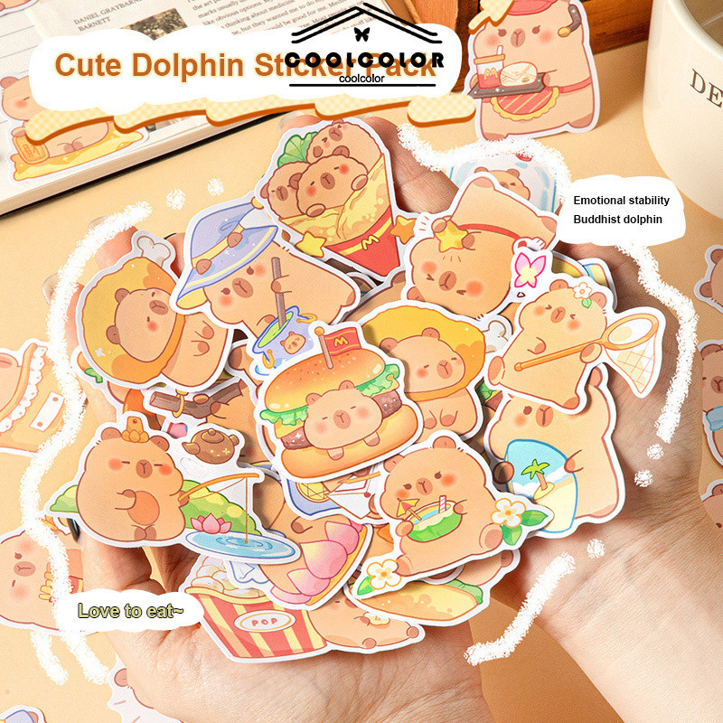 

COD❤️Tas Stiker Kapibara Buku Tempel Siswa Bahan Dekoratif Stiker Telepon Gelas Air Lucu-CL
