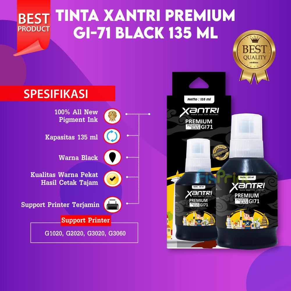 FixPrint Tinta Compatible Xantri GI-71 GI71 GI 71 gi71 Printer G1020 G2020 G3020 G3060