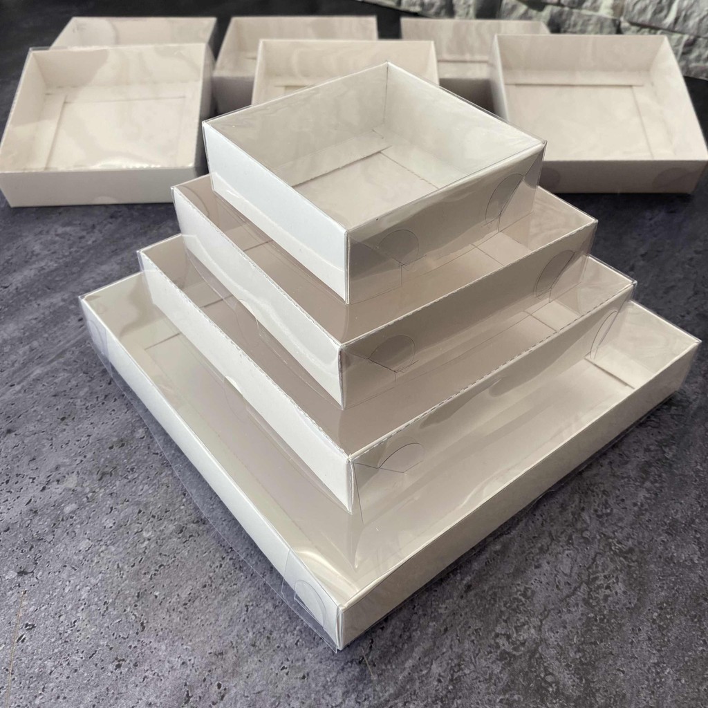 

White Gift Box Big Cardboard Packaging Window Transparent Lid Cookie Boite a Gateaux Candy Christmas Wedding Guests Favor Boxes