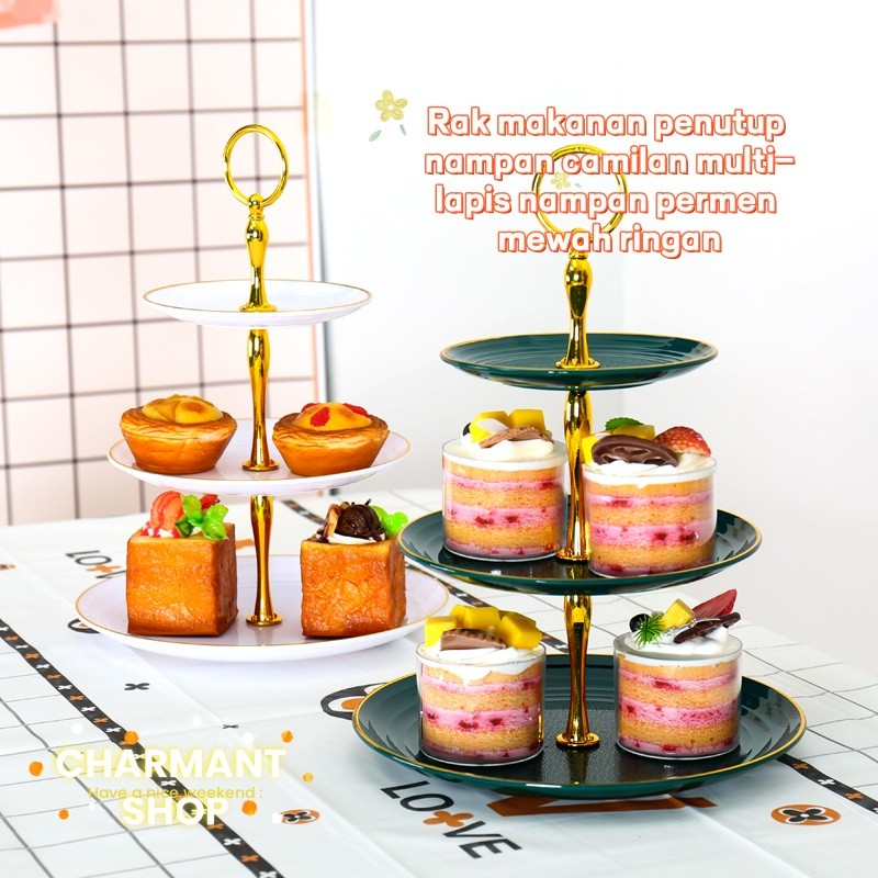 [CHARMANT] Tempat Piring Kue Buah Tempat Pajangan - Tempat Piring Kue Buah 3 Tingkat Tempat Pajangan