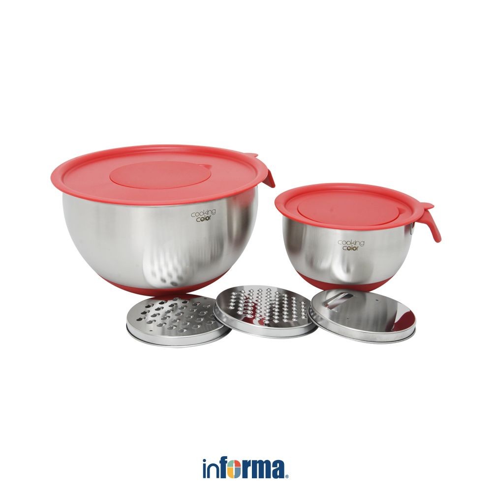 Informa Cooking Color Set 2 Pcs Lewis Mangkuk Dengan Parutan Mangkok Baskom Adonan Food Grade Dough 