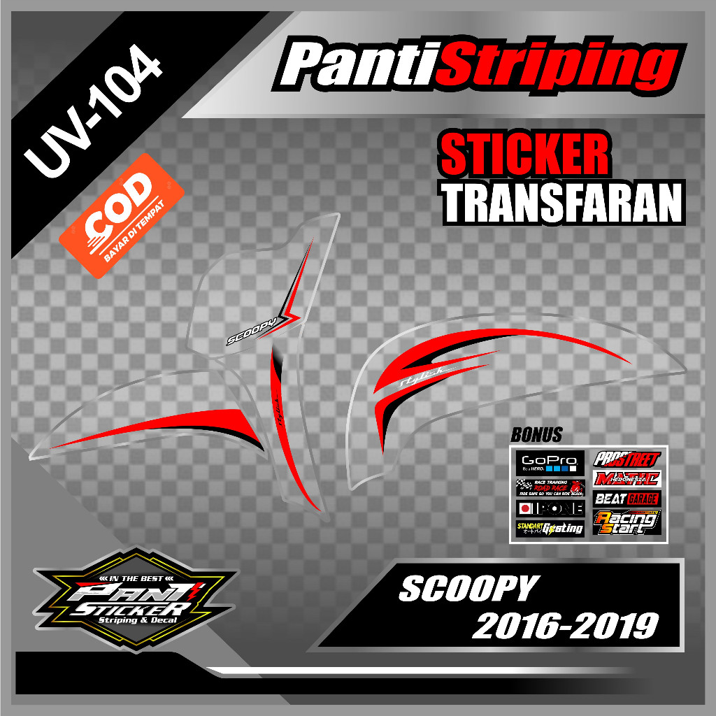 Sticker Pelindung Bodi Motor Scoopy 2016,2017,2018,2019 // Striping Transparan Scoopy List Simple De