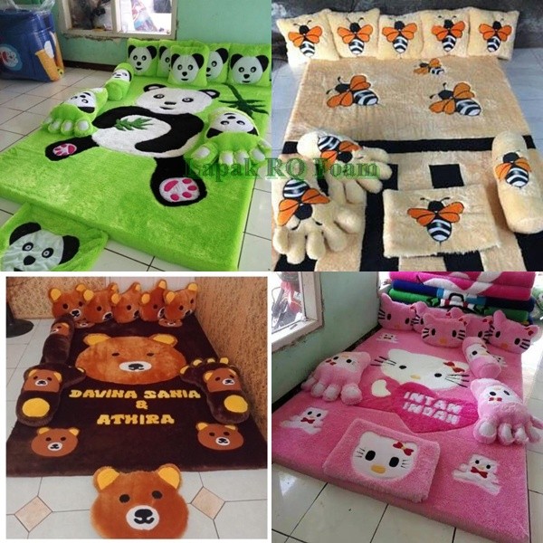 Mizzea TERMURAH !!! Karpet Karakter Bulu Rasfur Full Set Tebal busa inoac 5 cm / Kasur Busa Inoac Bu