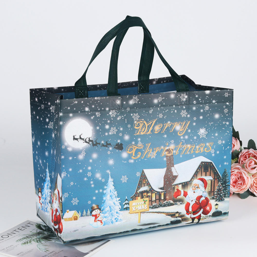 

Non Woven Fabric Waterproof Gift Tote Bag Christmas Party Folding Bag Clothing Storage Bag Noel Navidad Print Package Gift Bag