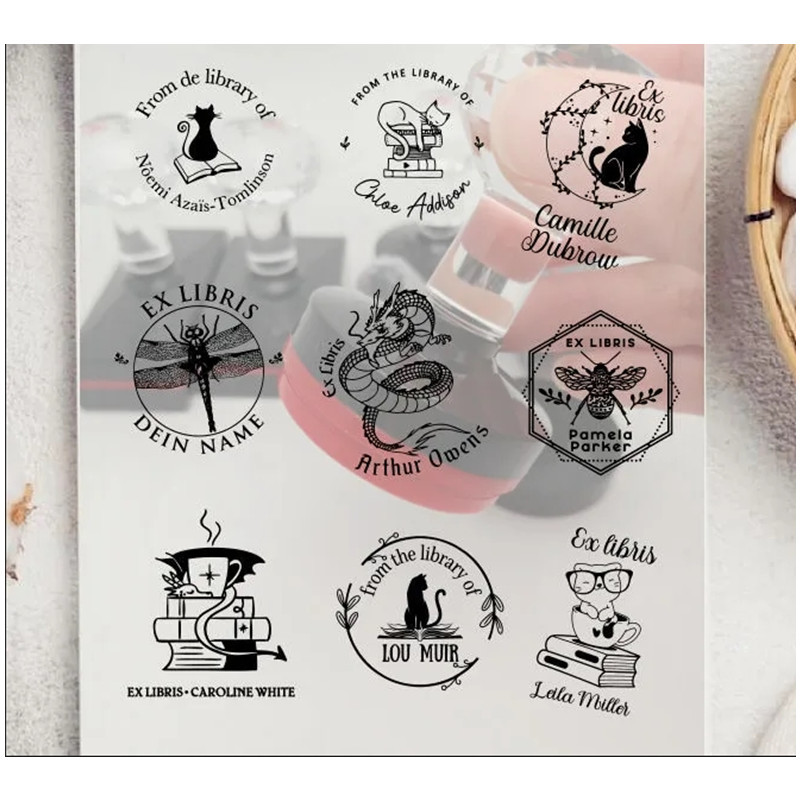 

Custom Round Ex Libris Stamp, Animal Custom Book Stamp, Personalizable Library Stamp, Booklovers Gift Idea Stamp Personalized