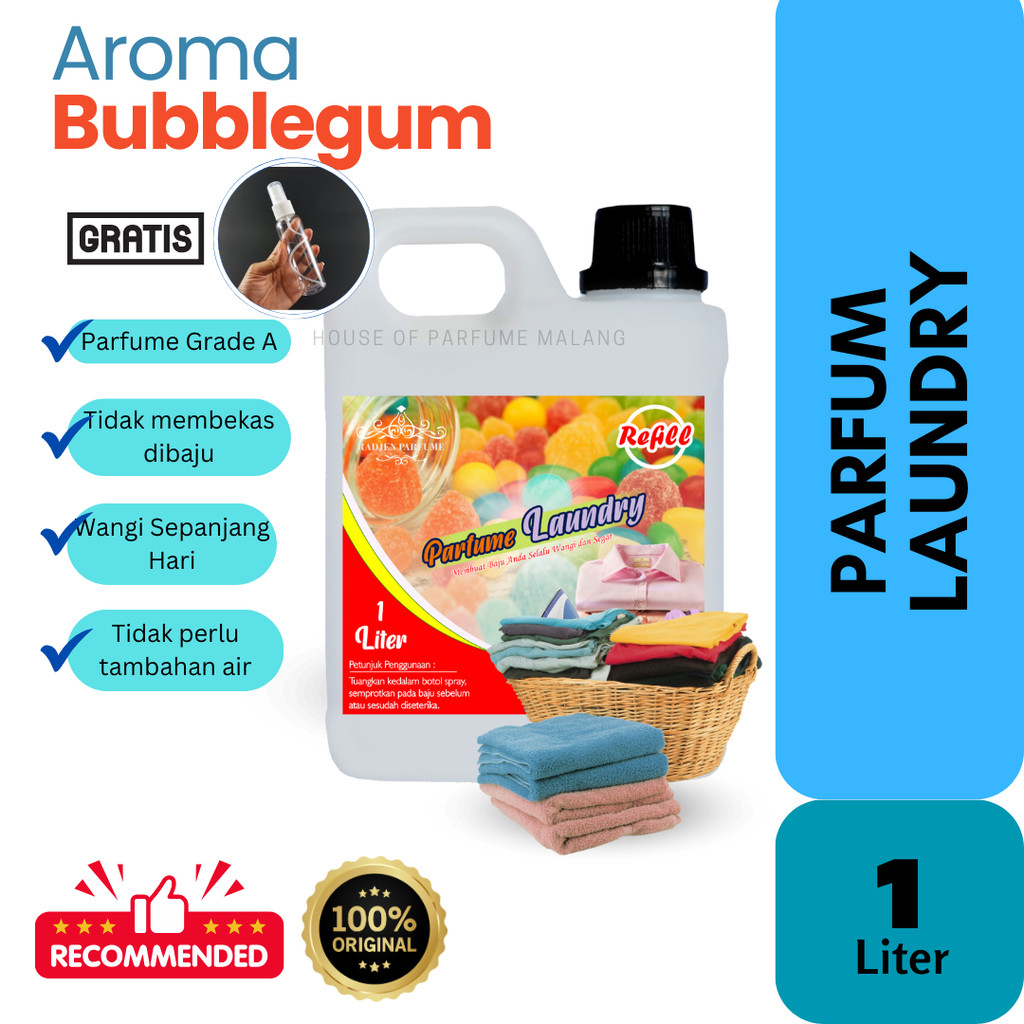 Parfum Laundry 1 Liter Aroma Bubble Gum - Pelicin Pakaian Laundry Berkualiatas - Pewangi Pakaian Tah