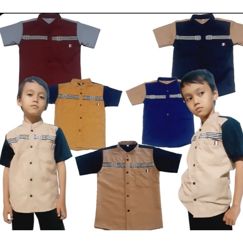 kemeja koko anak usia 2 tahun sampai 12 tahun bahan kain katun oxford sari warna by santika fashion