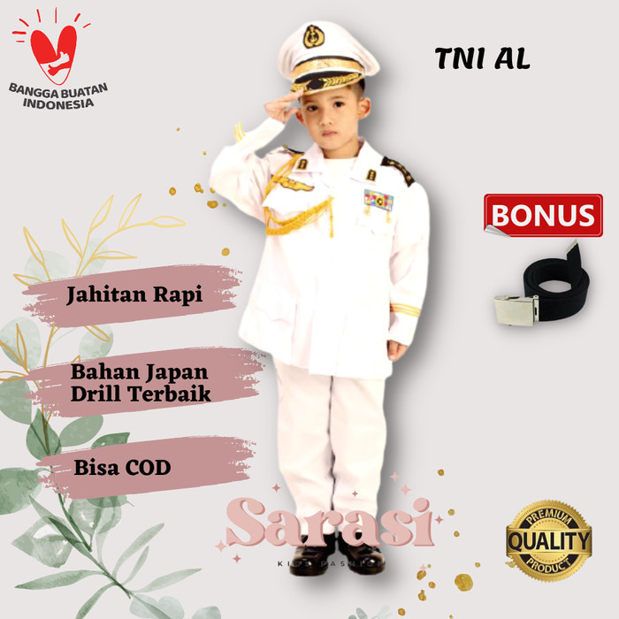 Baju tni al anak laki laki kostum tni al angkatan laut anak laki laki - No 1 (2-3 Th)