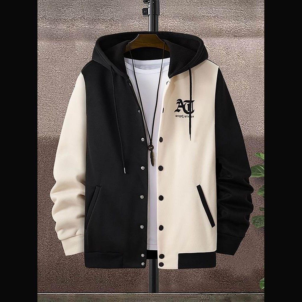 (S - 6XL) Jaket Baseball Fleece Big Size (S M L XXL XXXL 4XL 5XL 6XL) A ANGELS WINGS (Sablon)(BISA C