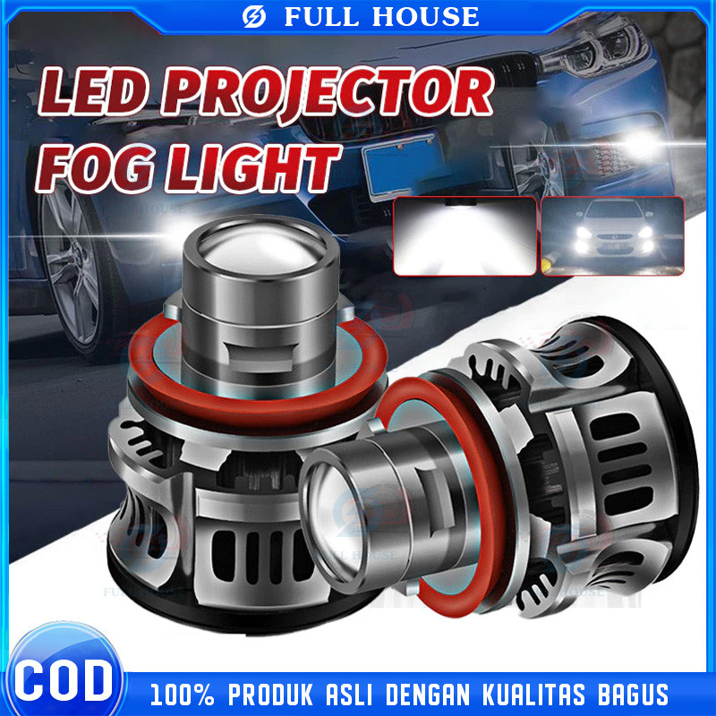 2 Pcs Lampu LED H11 H8 H16 H9 9006 HB4 Foglamp Mobil Mini Laser Projektor Projie Putih Kuning Sepasa